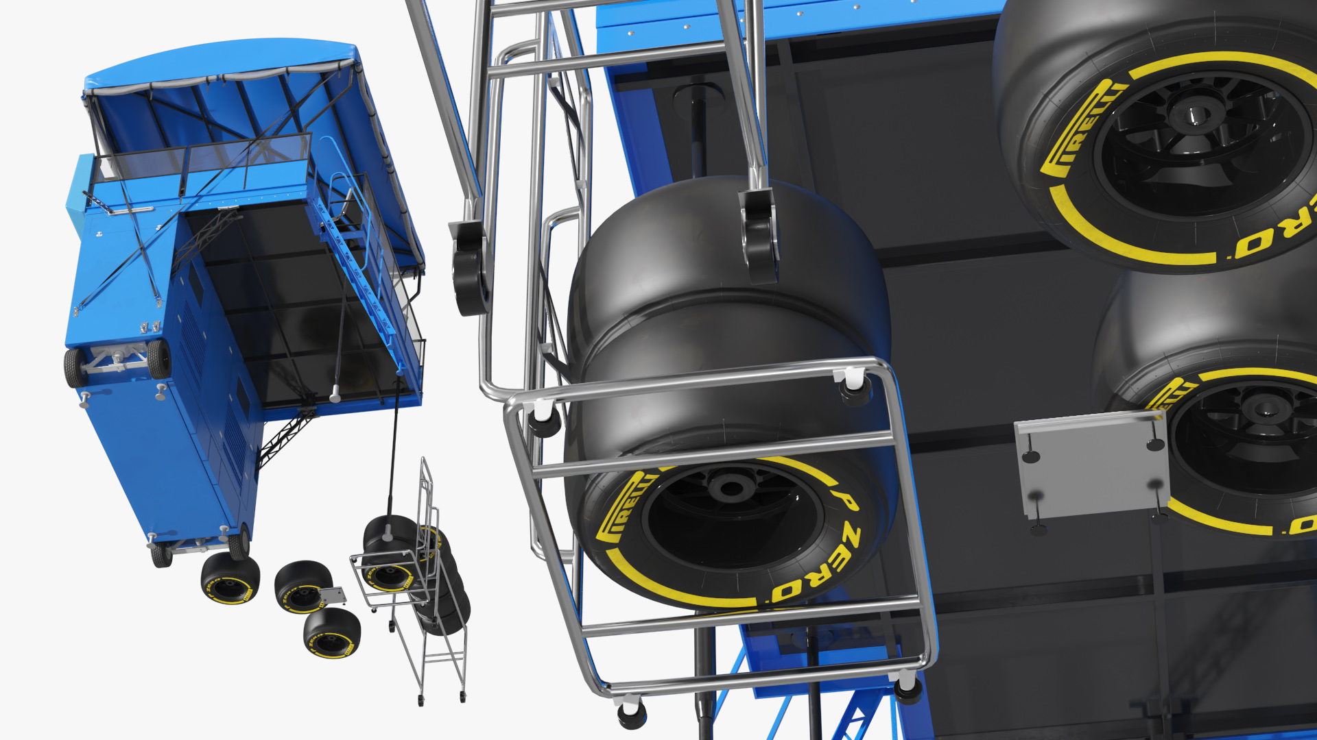 Pit Box Control Stand with Spare Wheels - view 6