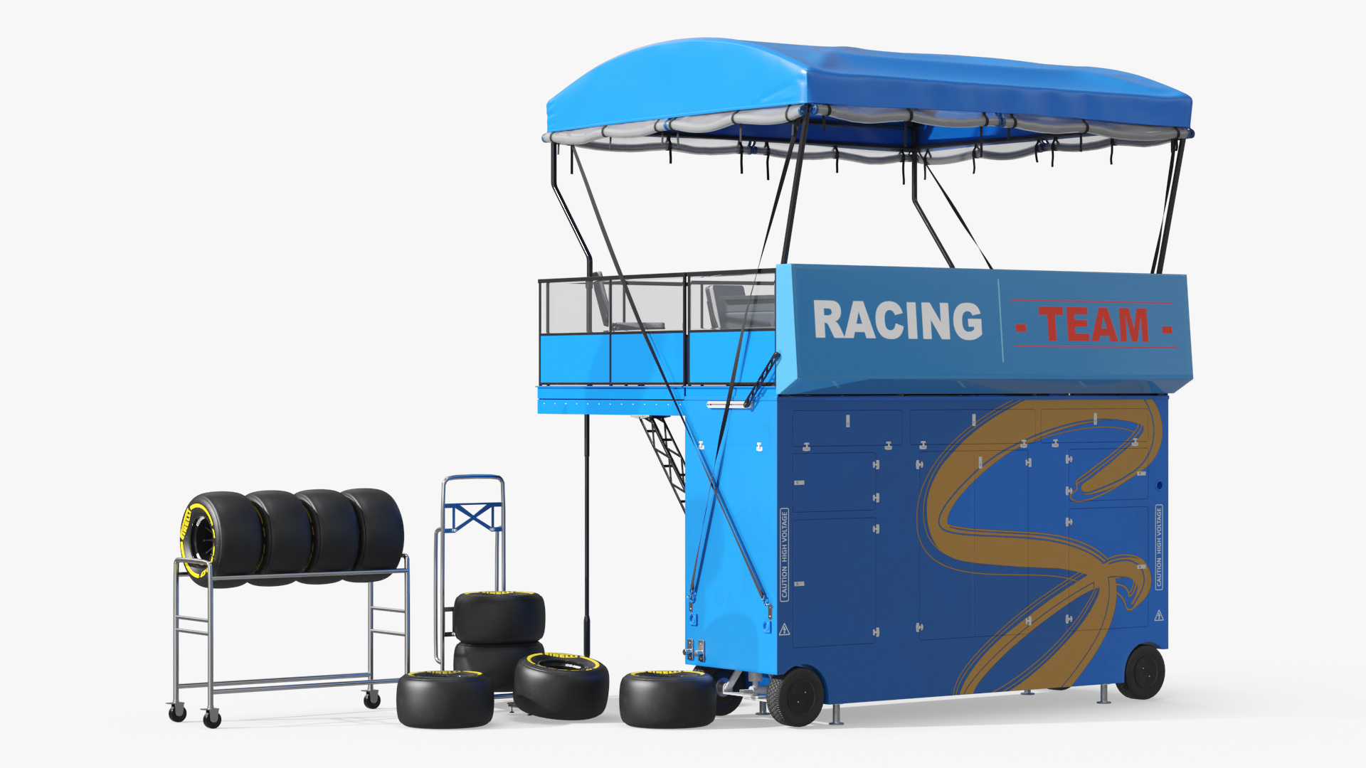 Pit Box Control Stand with Spare Wheels - view 4