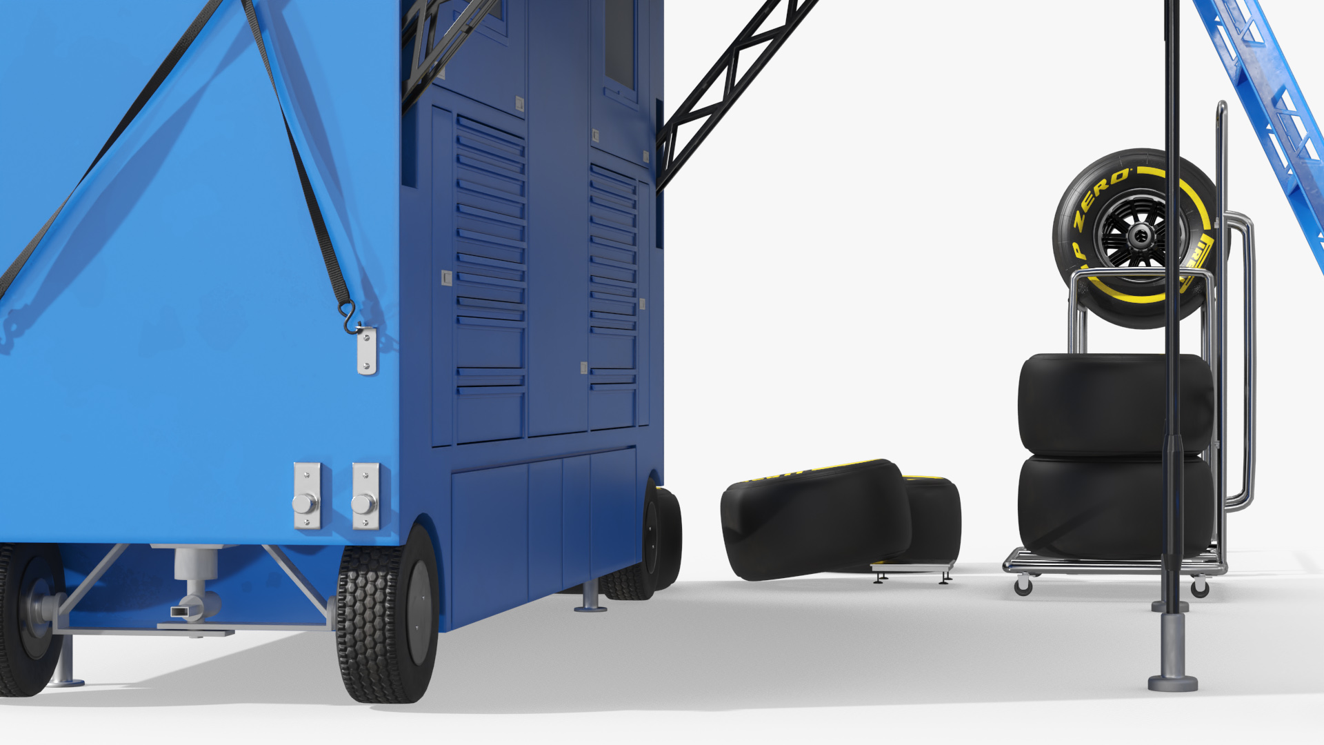 Pit Box Control Stand with Spare Wheels - view 7