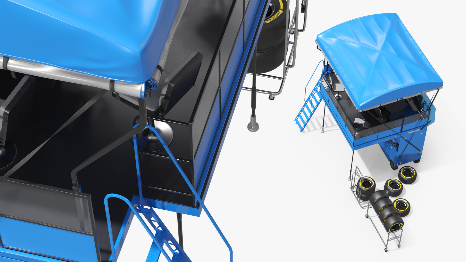 Pit Box Control Stand with Spare Wheels - view 5