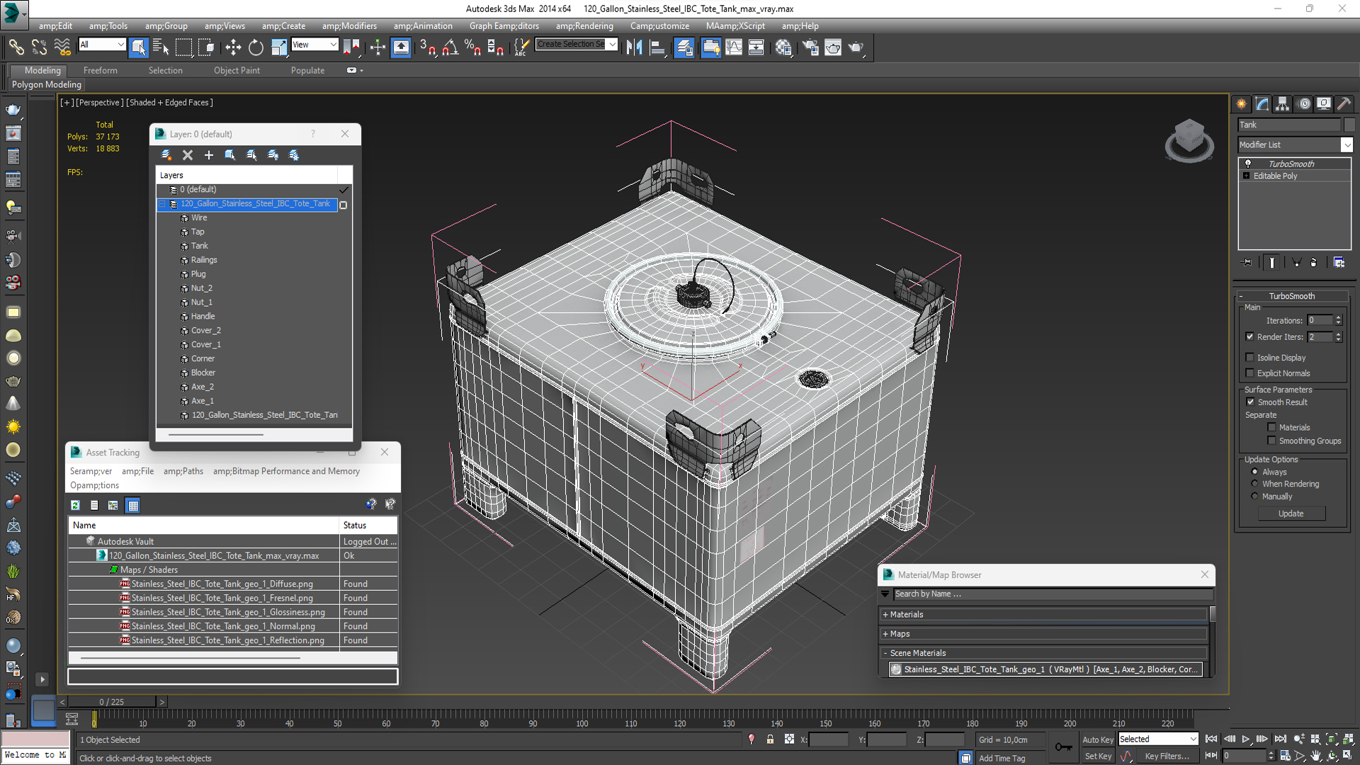 3D model 120 Gallon Stainless Steel IBC Tote Tank