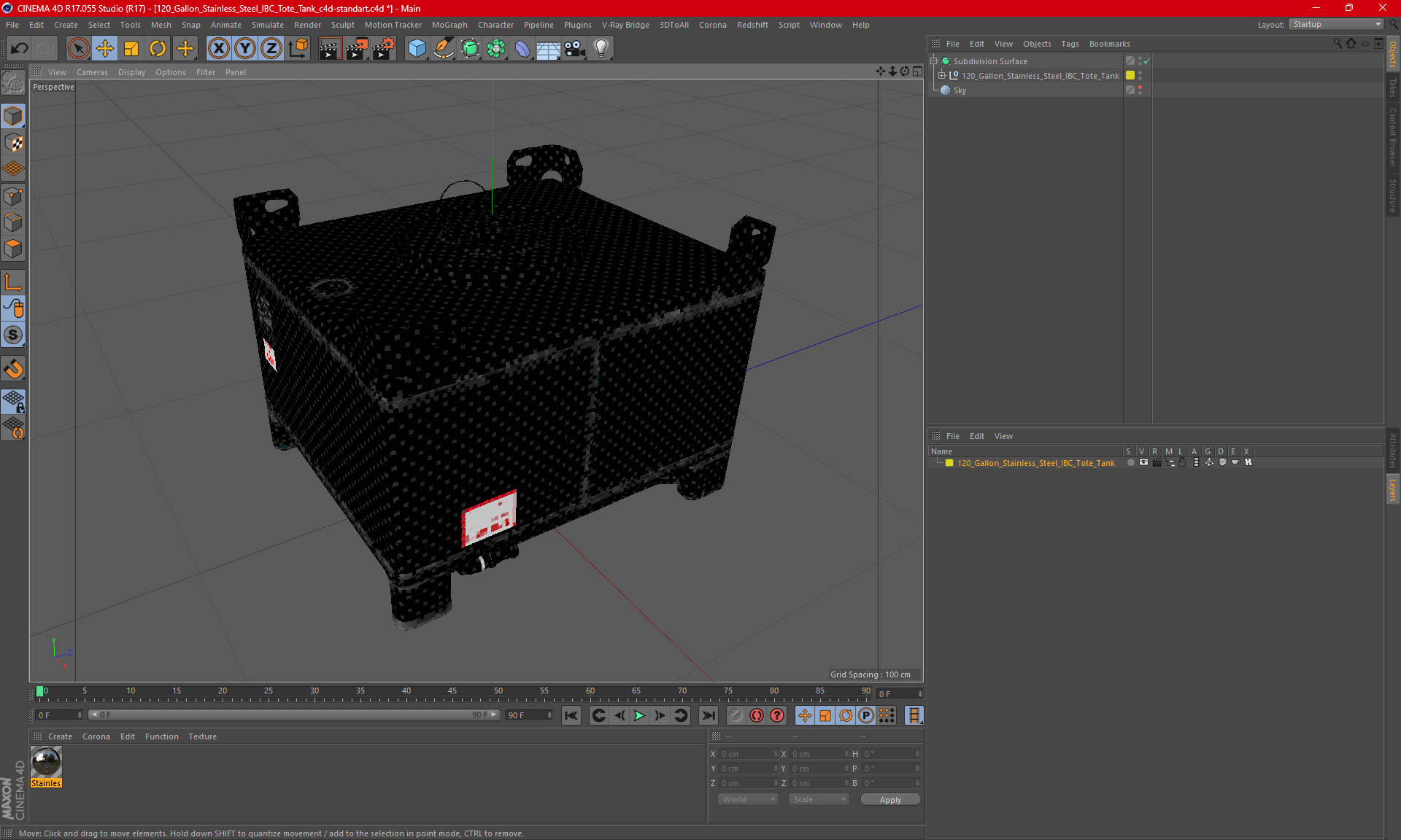 3D model 120 Gallon Stainless Steel IBC Tote Tank