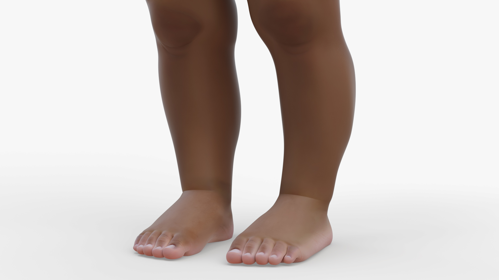 Little Black Boy Light Skin in Diaper Rigged 3D model