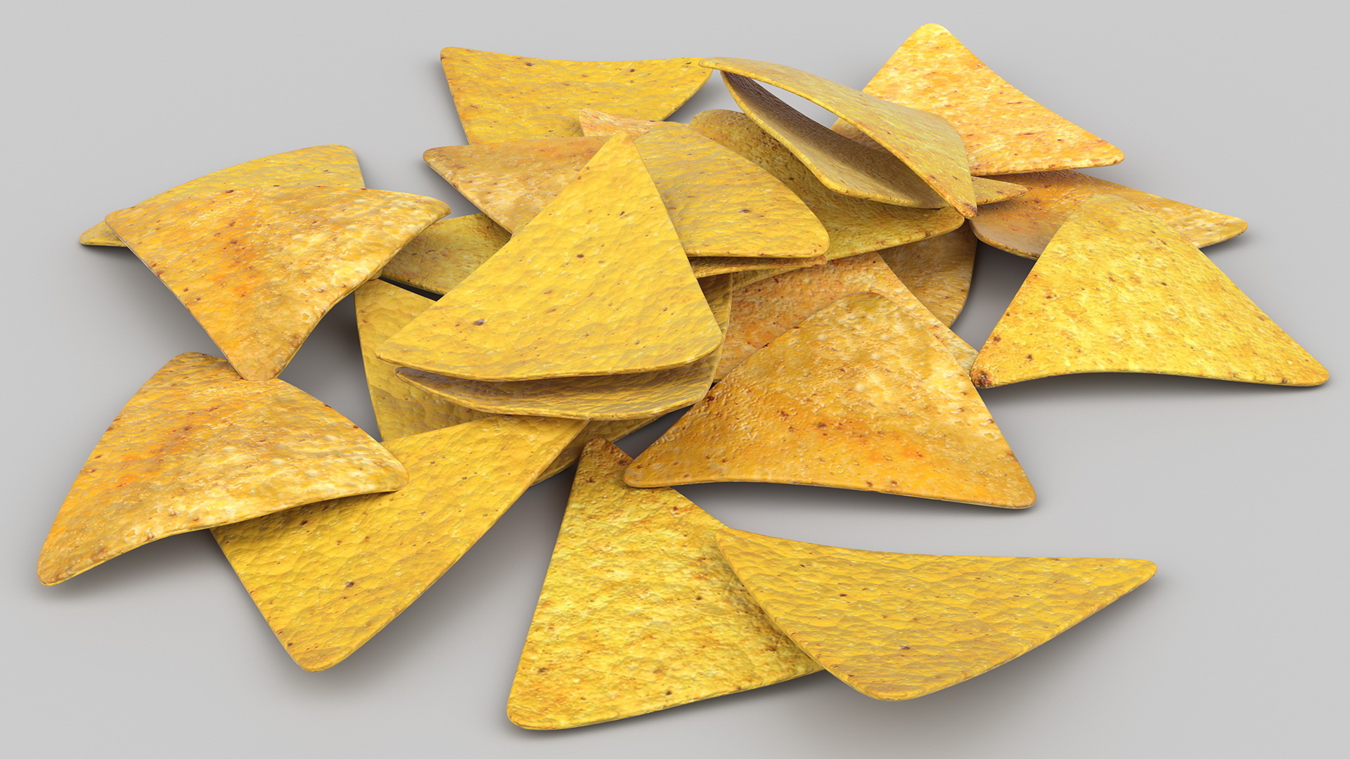 3D Group of Corn Chips Nachos