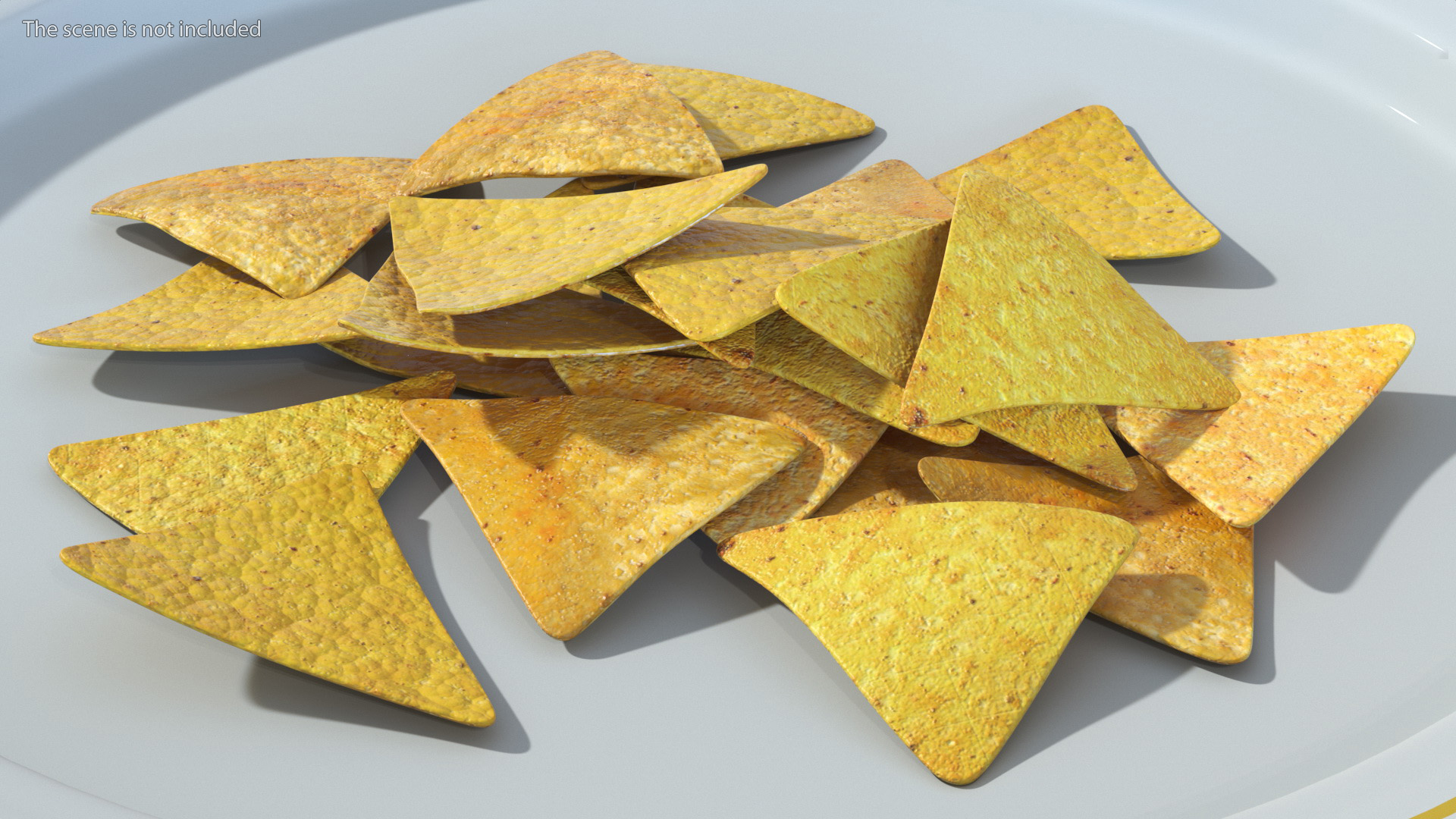 3D Group of Corn Chips Nachos