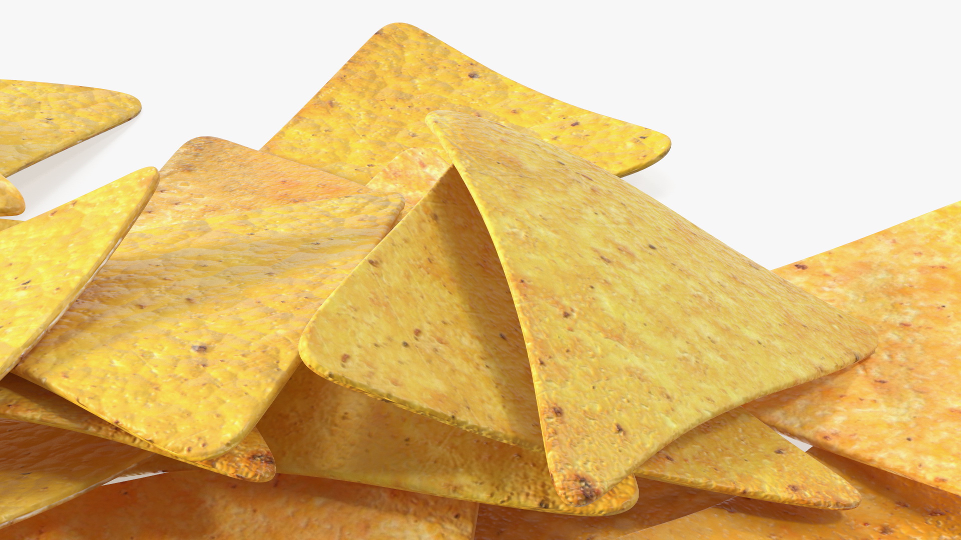 3D Group of Corn Chips Nachos