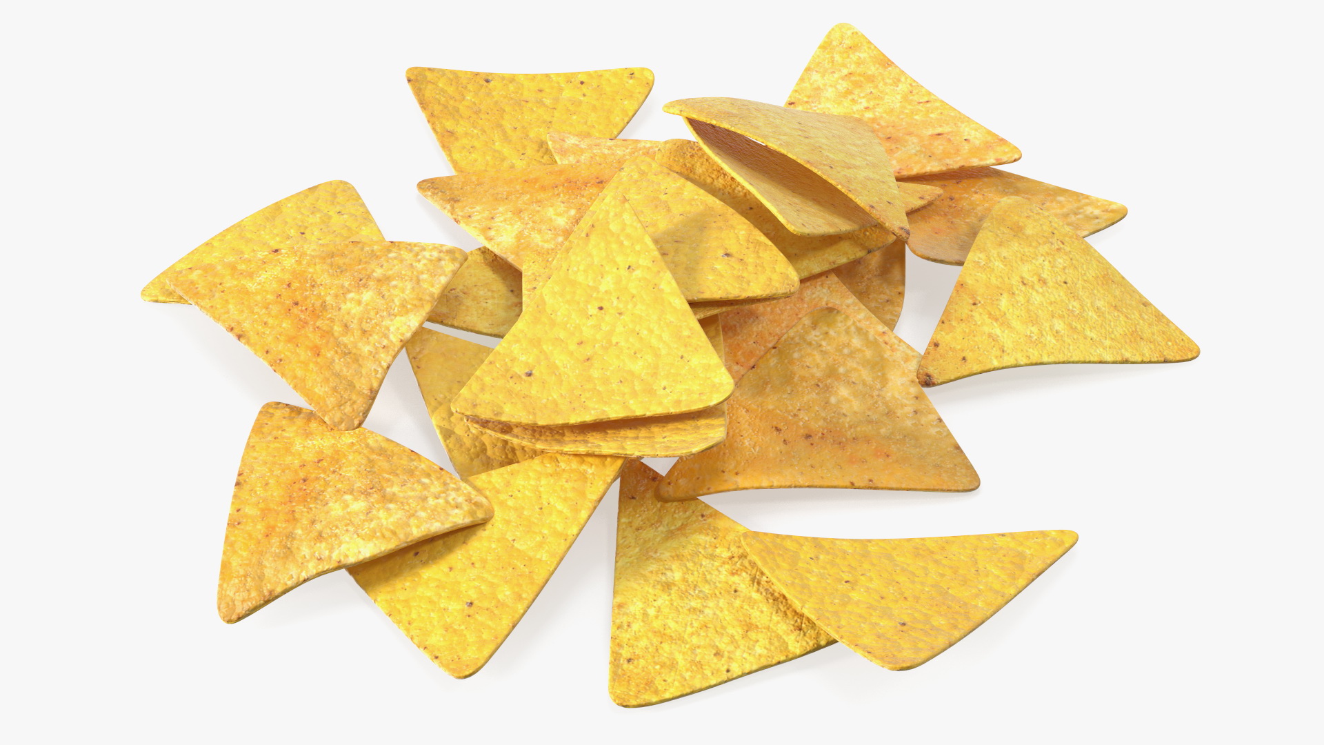 3D Group of Corn Chips Nachos