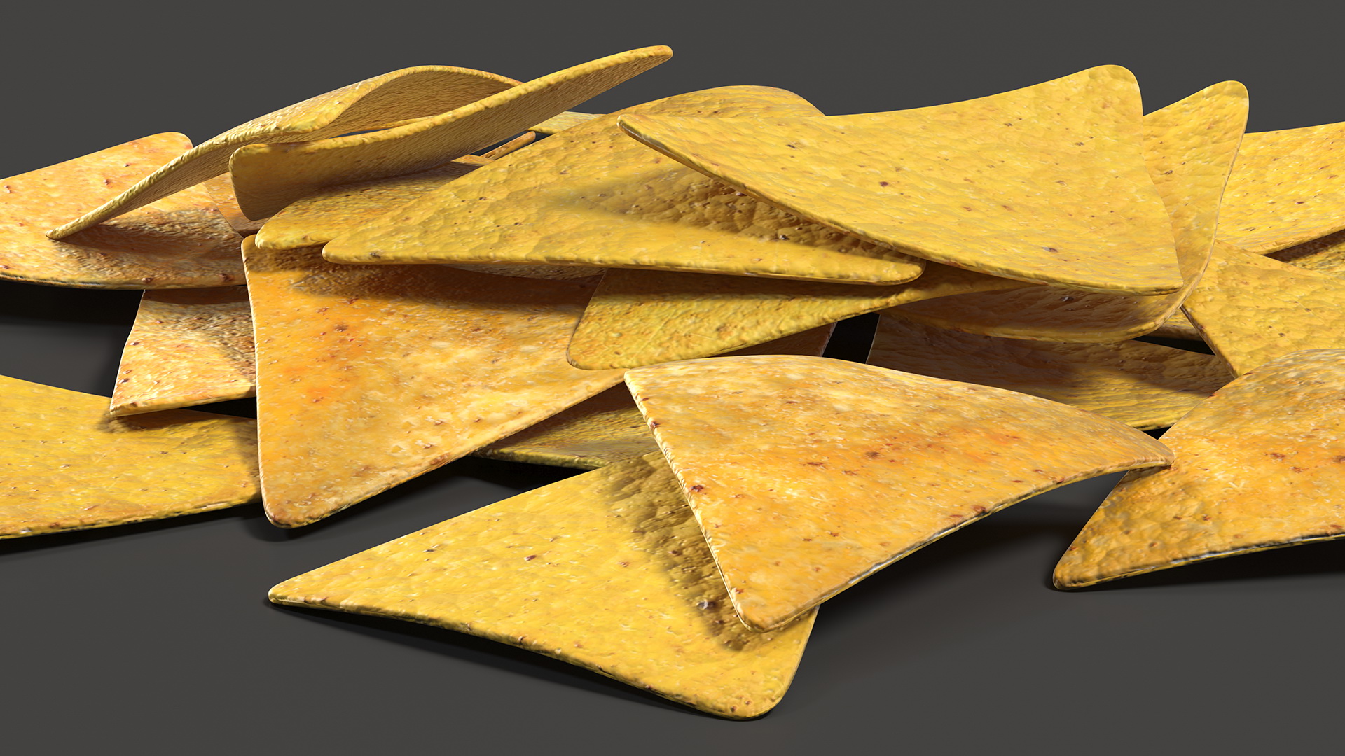 3D Group of Corn Chips Nachos