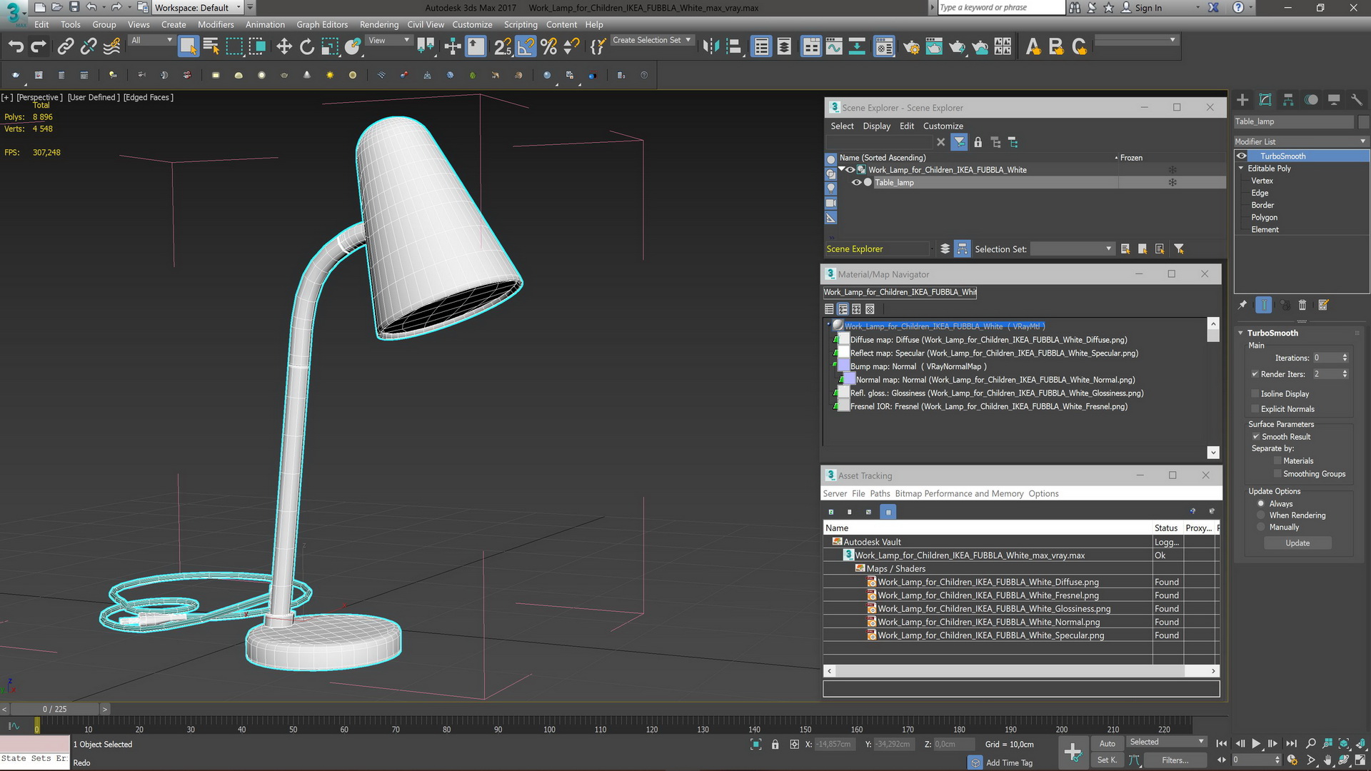 3D model Work Lamp for Children IKEA FUBBLA White