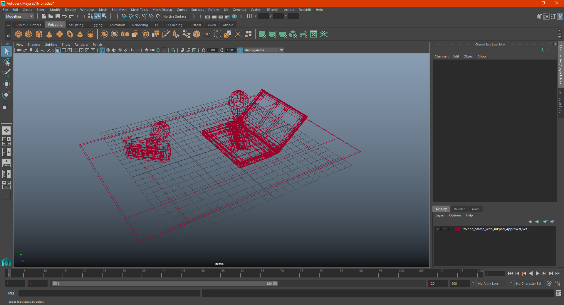 3D model Wood Stamp with Inkpad Approved Set