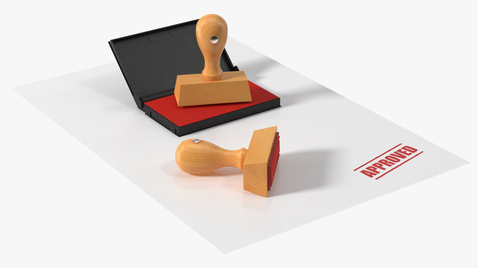3D model Wood Stamp with Inkpad Approved Set
