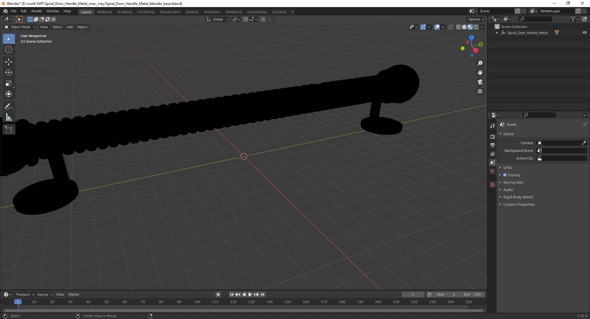 Spiral Door Handle Metal 3D model