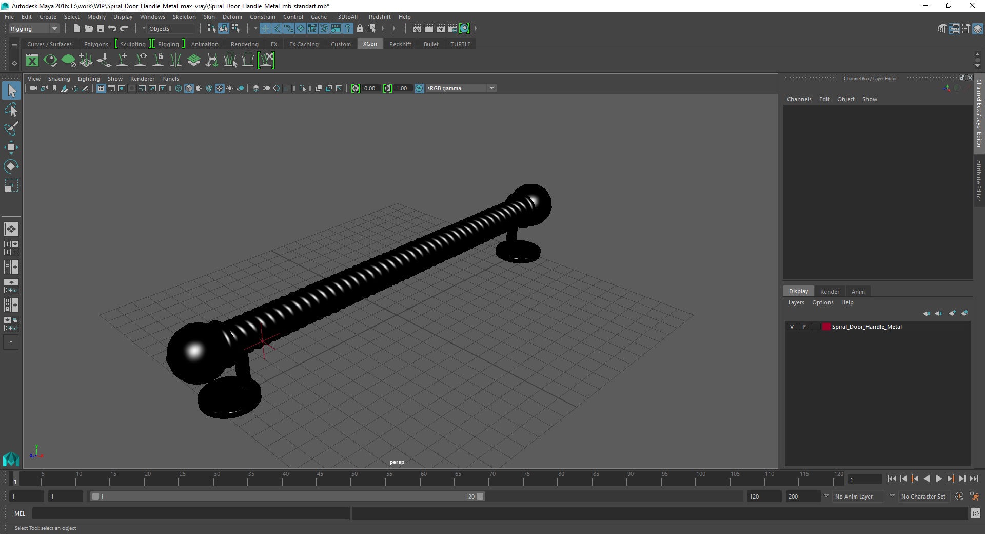 Spiral Door Handle Metal 3D model