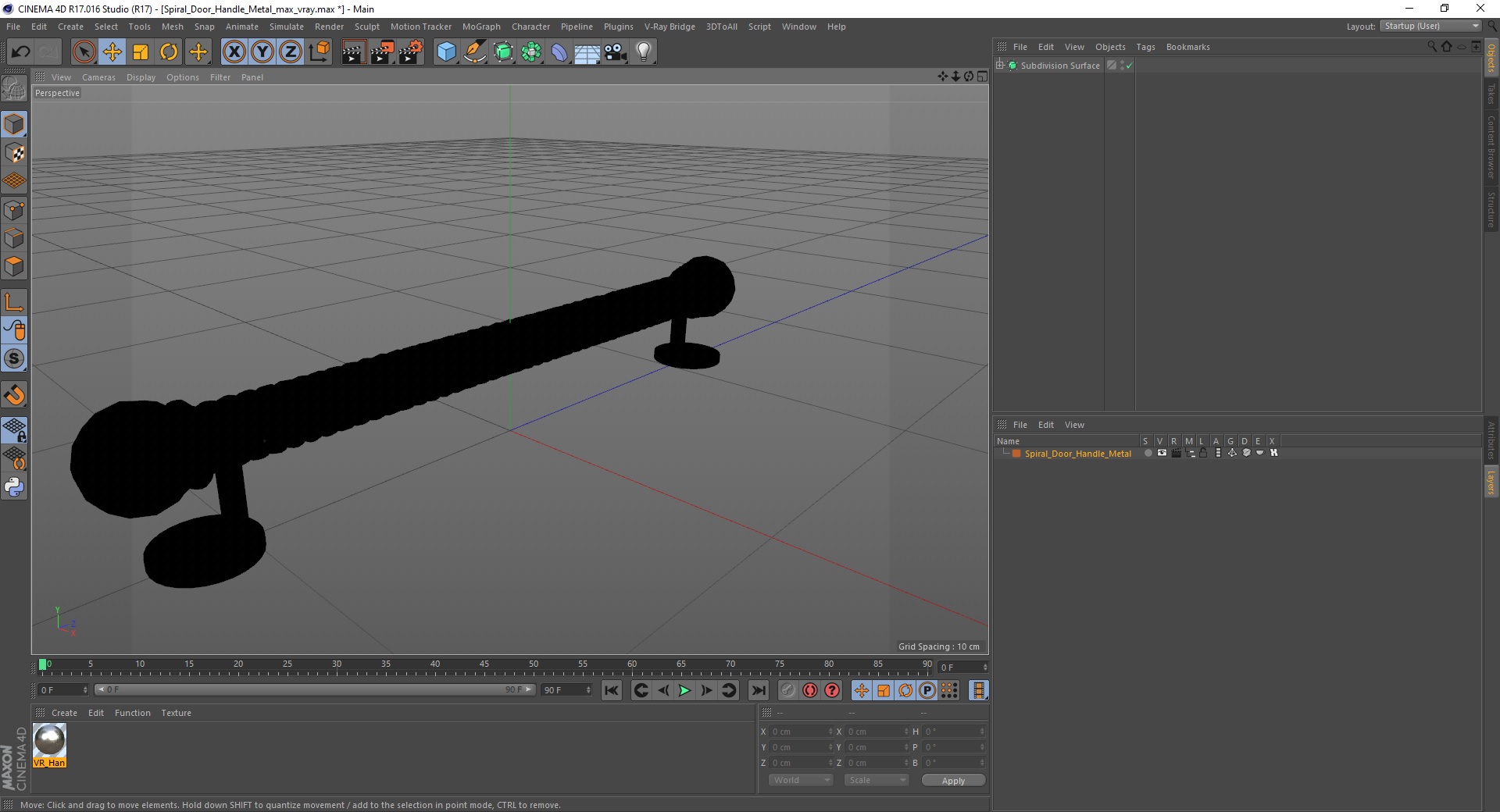Spiral Door Handle Metal 3D model