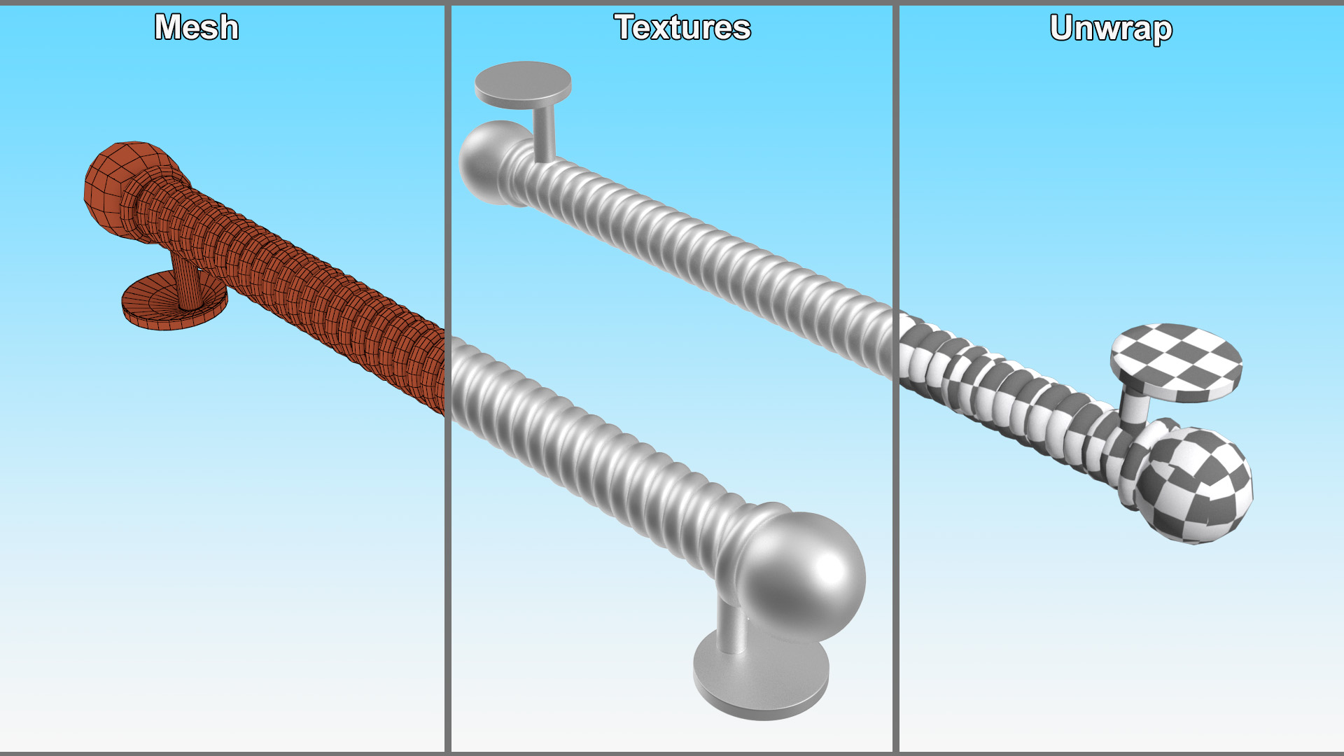 Spiral Door Handle Metal 3D model