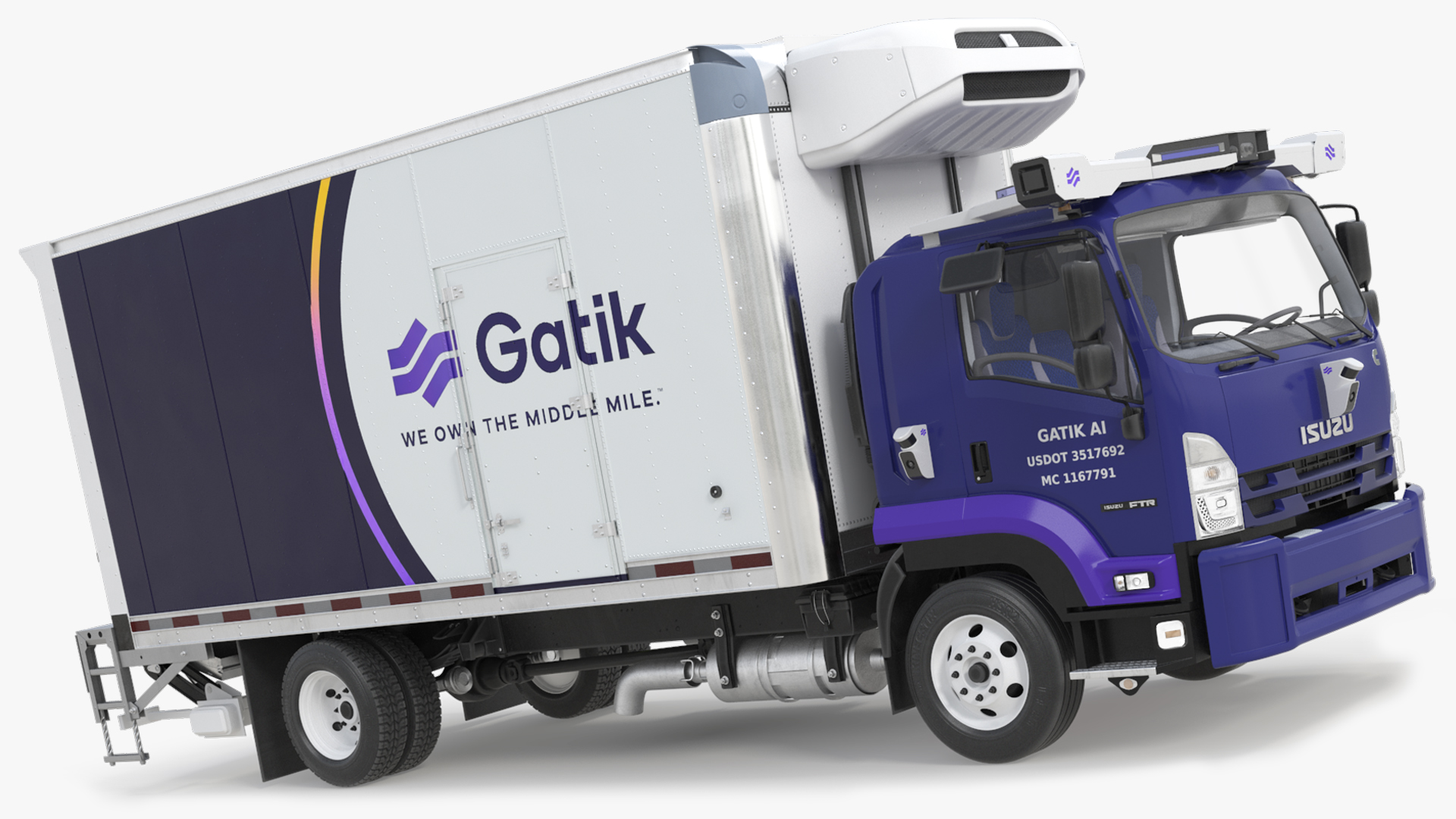 Isuzu Gatik Autonomous Truck with Cargo Body - Rigged