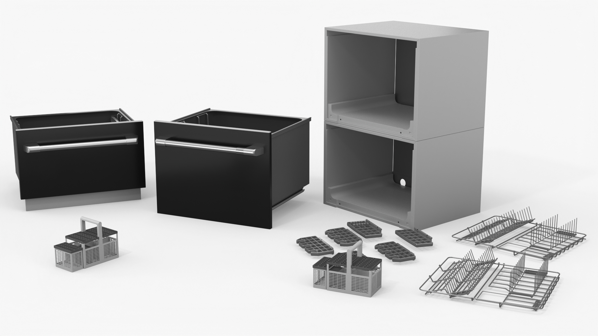 Dishwasher Double Drawer Open 3D model