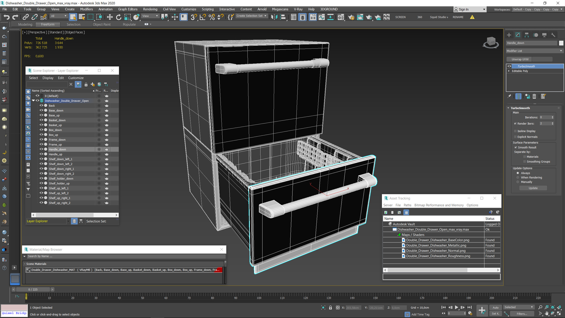 Dishwasher Double Drawer Open 3D model