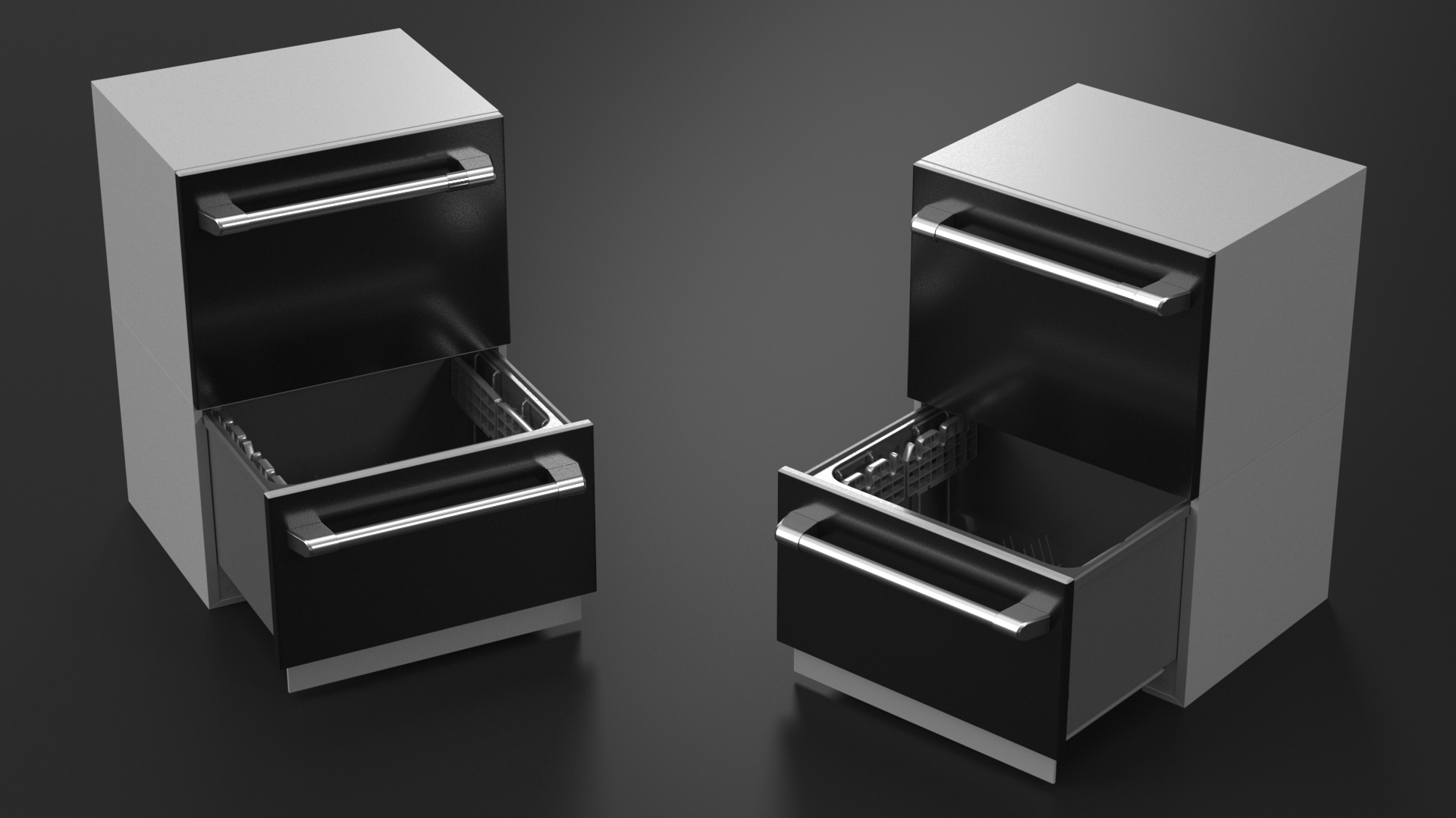 Dishwasher Double Drawer Open 3D model