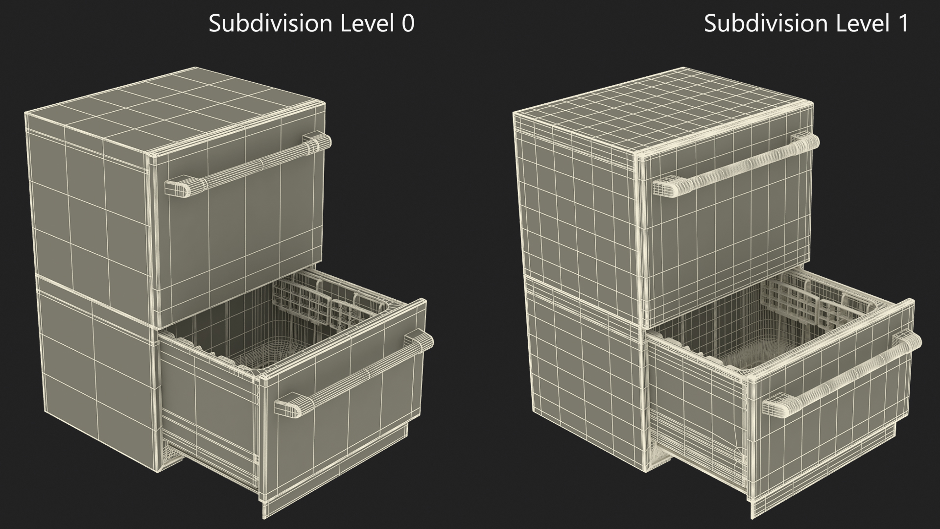 Dishwasher Double Drawer Open 3D model