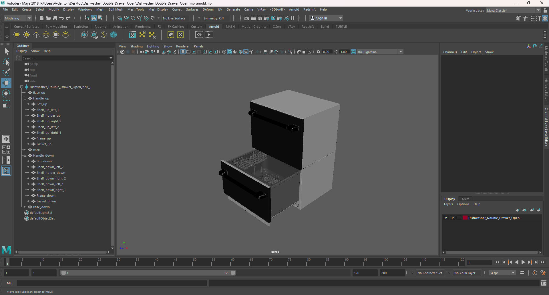Dishwasher Double Drawer Open 3D model