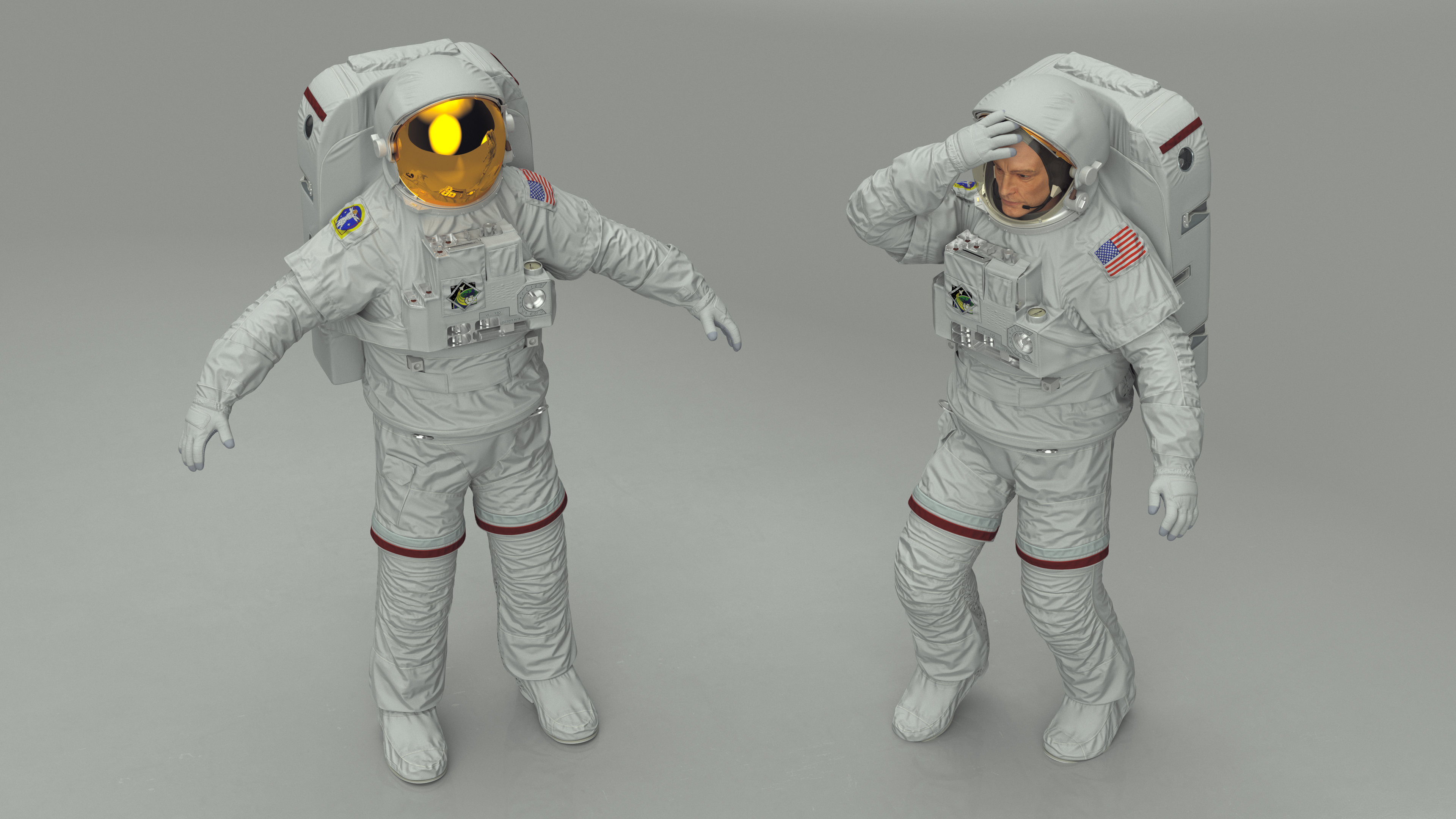 Astronaut Suit with Male Figure Rigged for Maya 3D