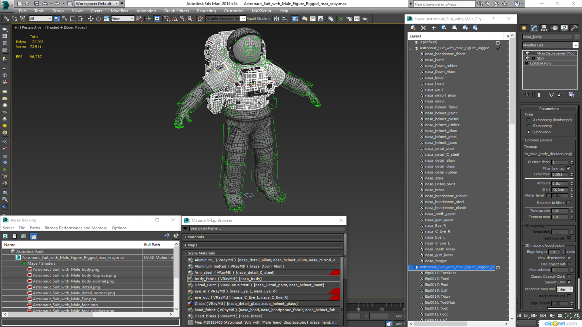 Astronaut Suit with Male Figure Rigged for Maya 3D