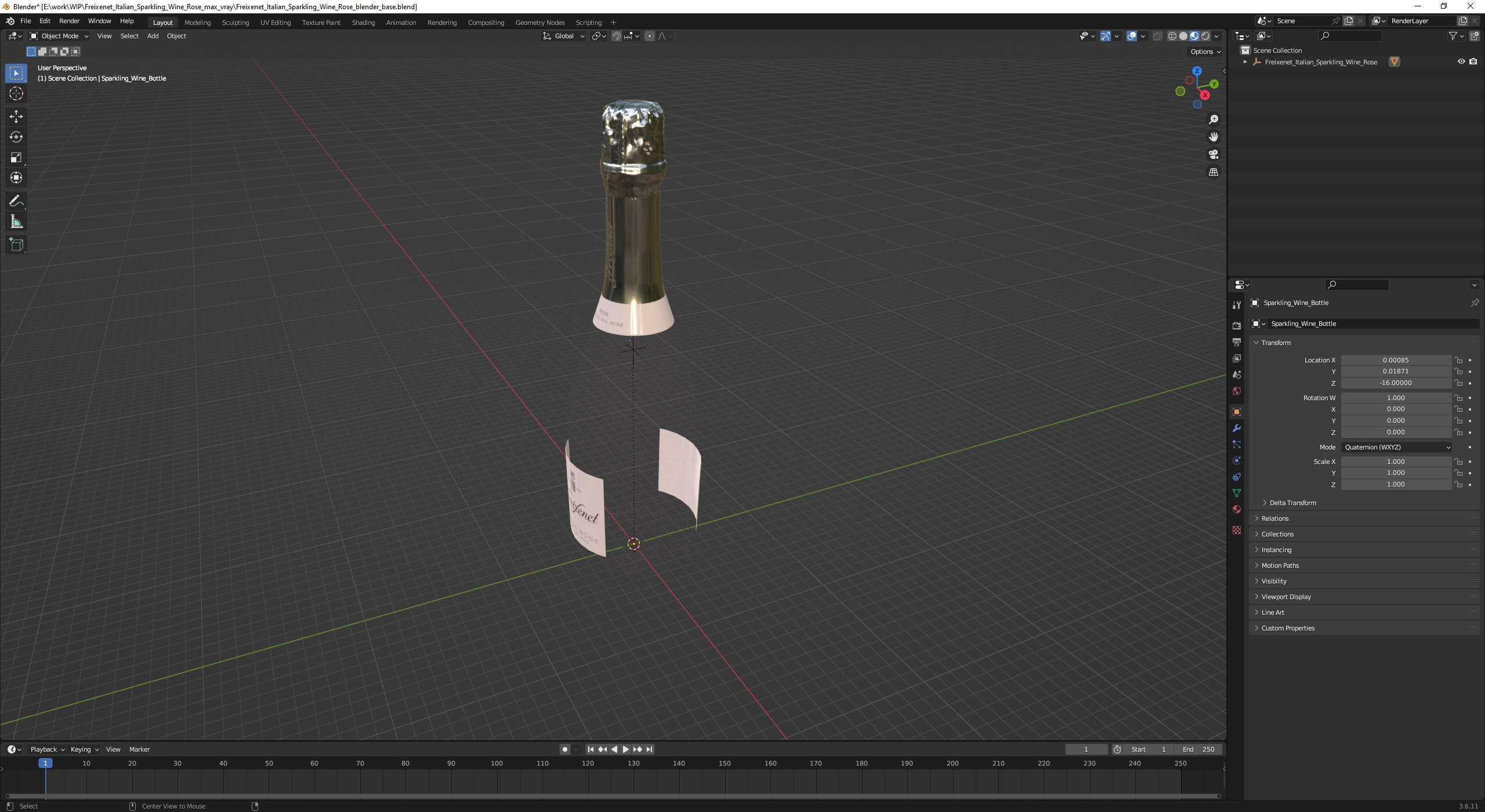 Freixenet Italian Sparkling Wine Rose 3D