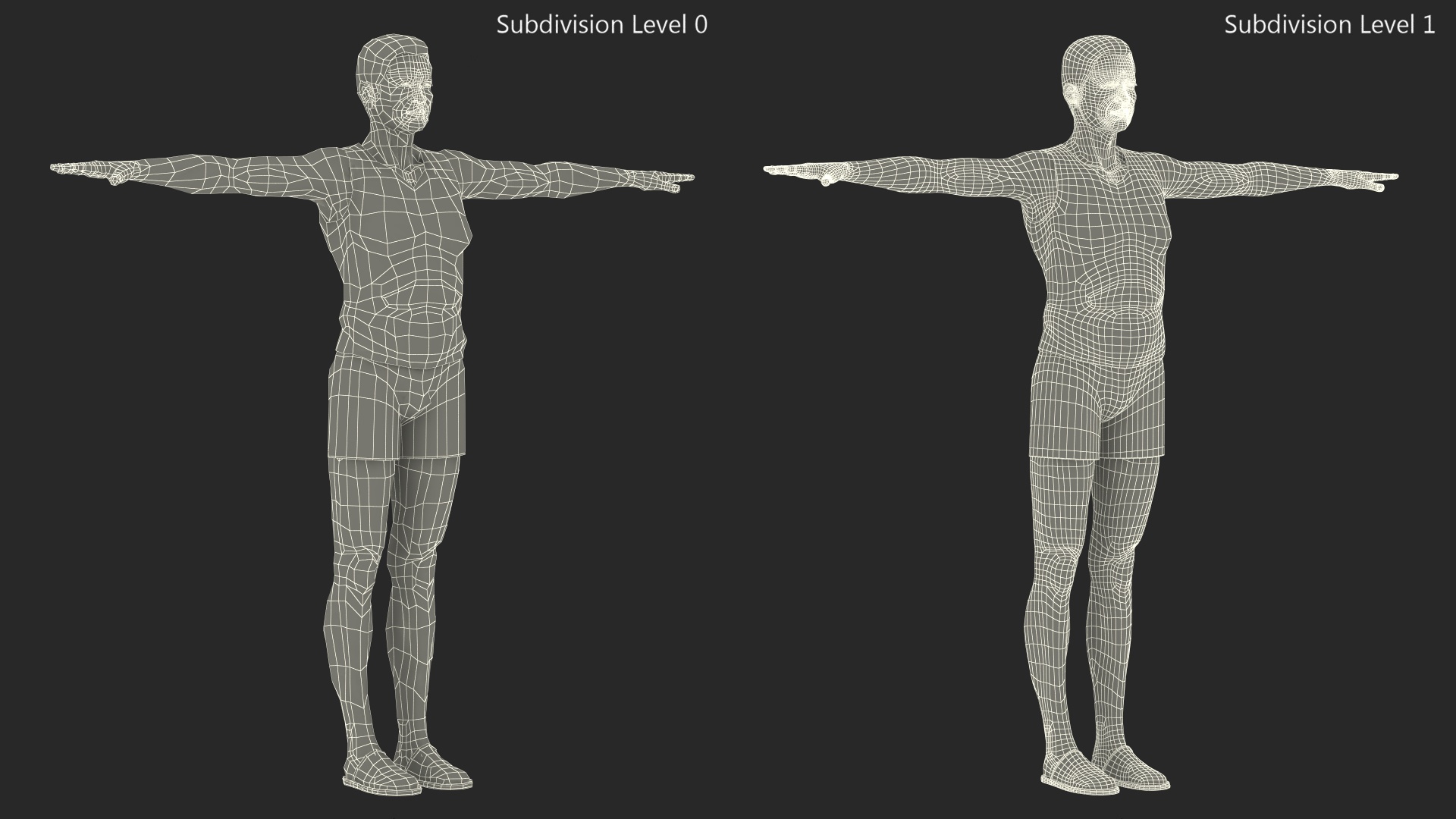 3D model Asian Old Aged Man Underwear T-Pose