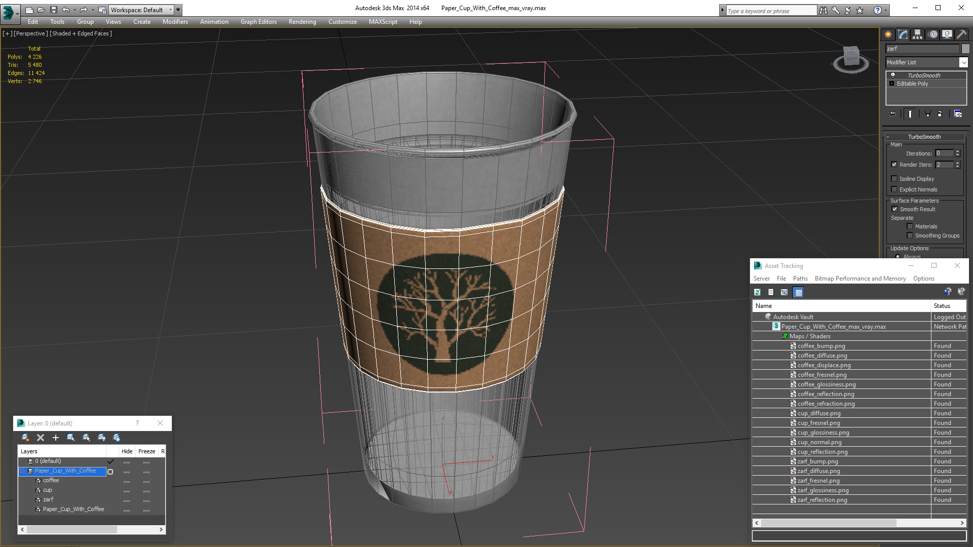 3D Paper Cup With Coffee