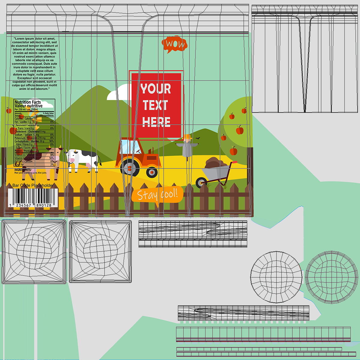 3D Multilayered Carton Bottle Mockup Farm model