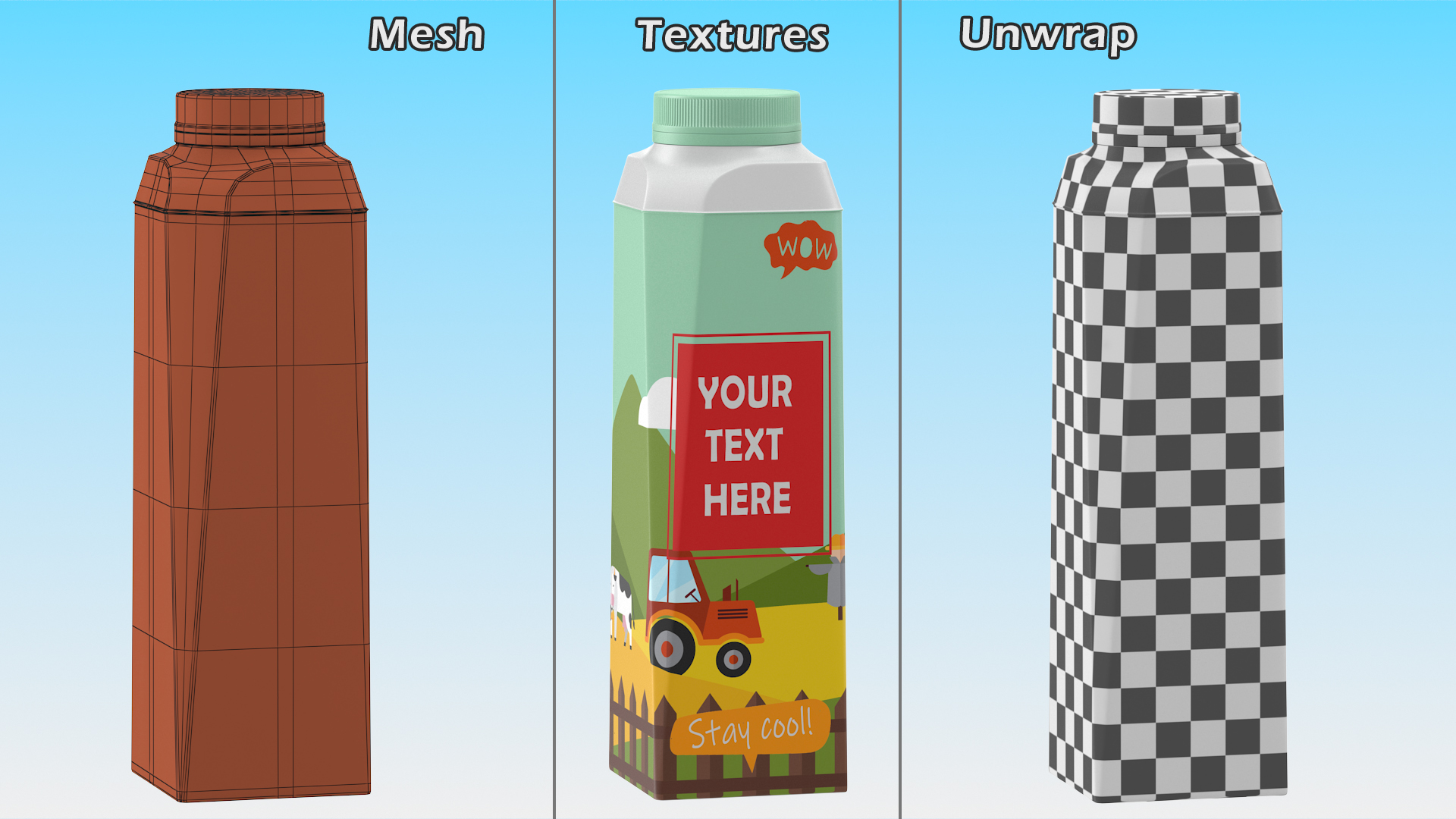 3D Multilayered Carton Bottle Mockup Farm model