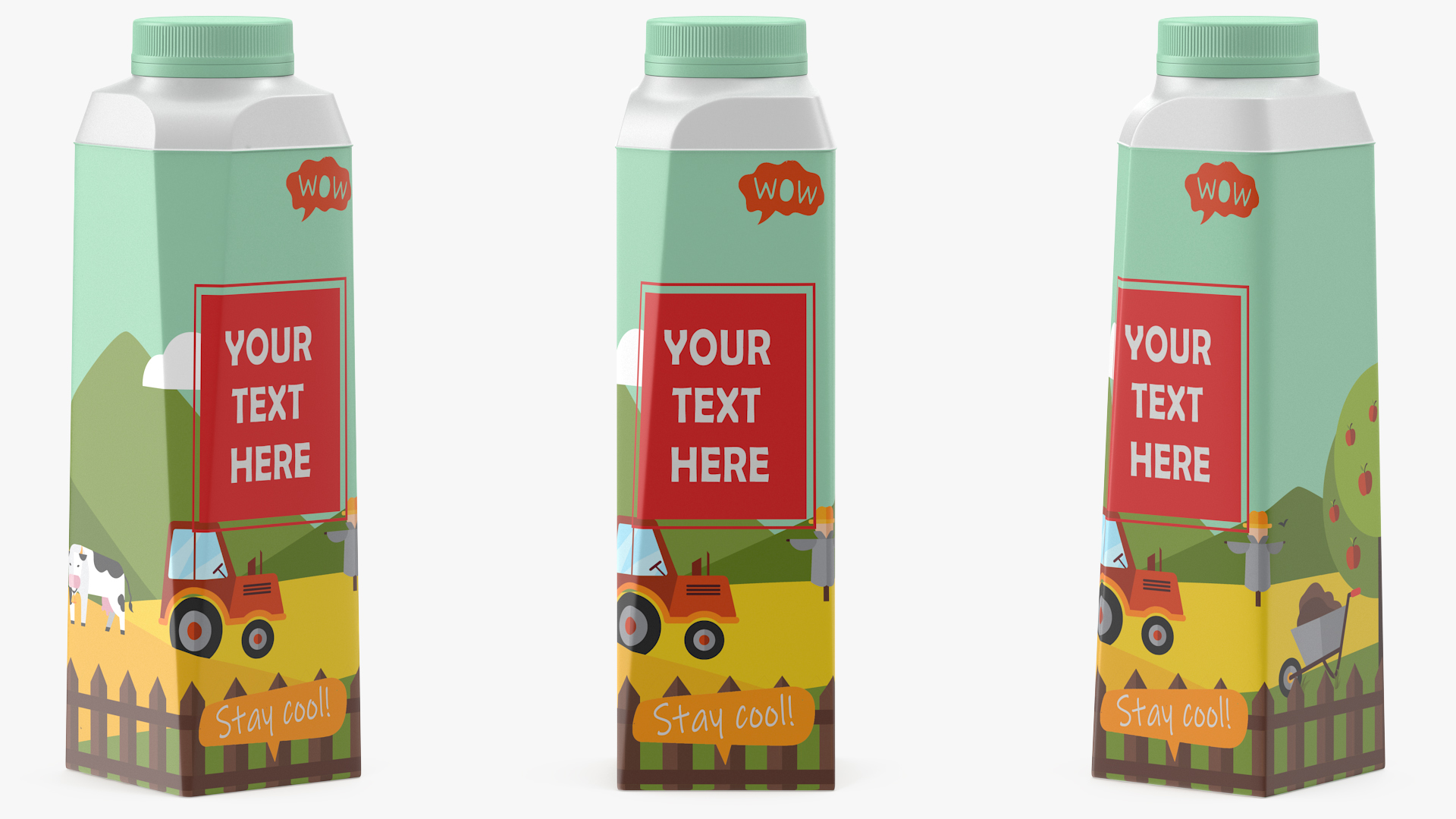 3D Multilayered Carton Bottle Mockup Farm model