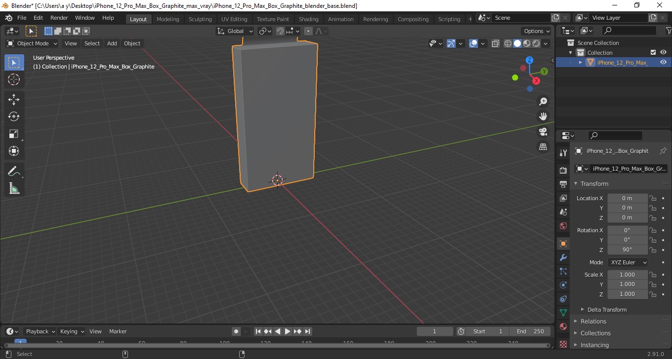 3D model iPhone 12 Pro Max Box Graphite