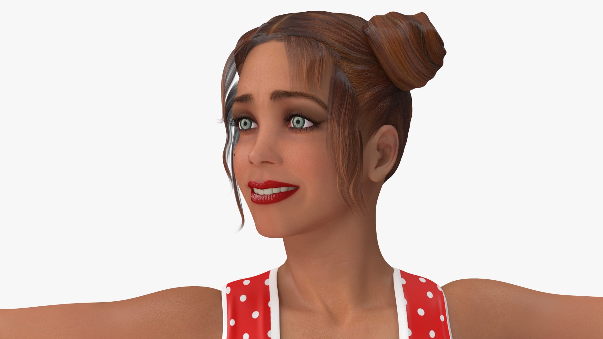 3D model European Woman Dancer with Pompoms Rigged for Cinema 4D