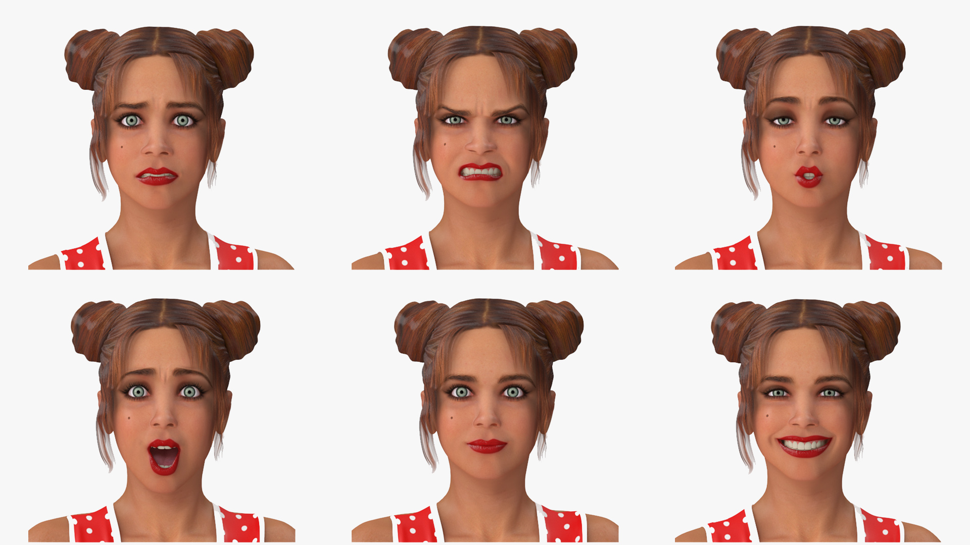 3D model European Woman Dancer with Pompoms Rigged for Cinema 4D
