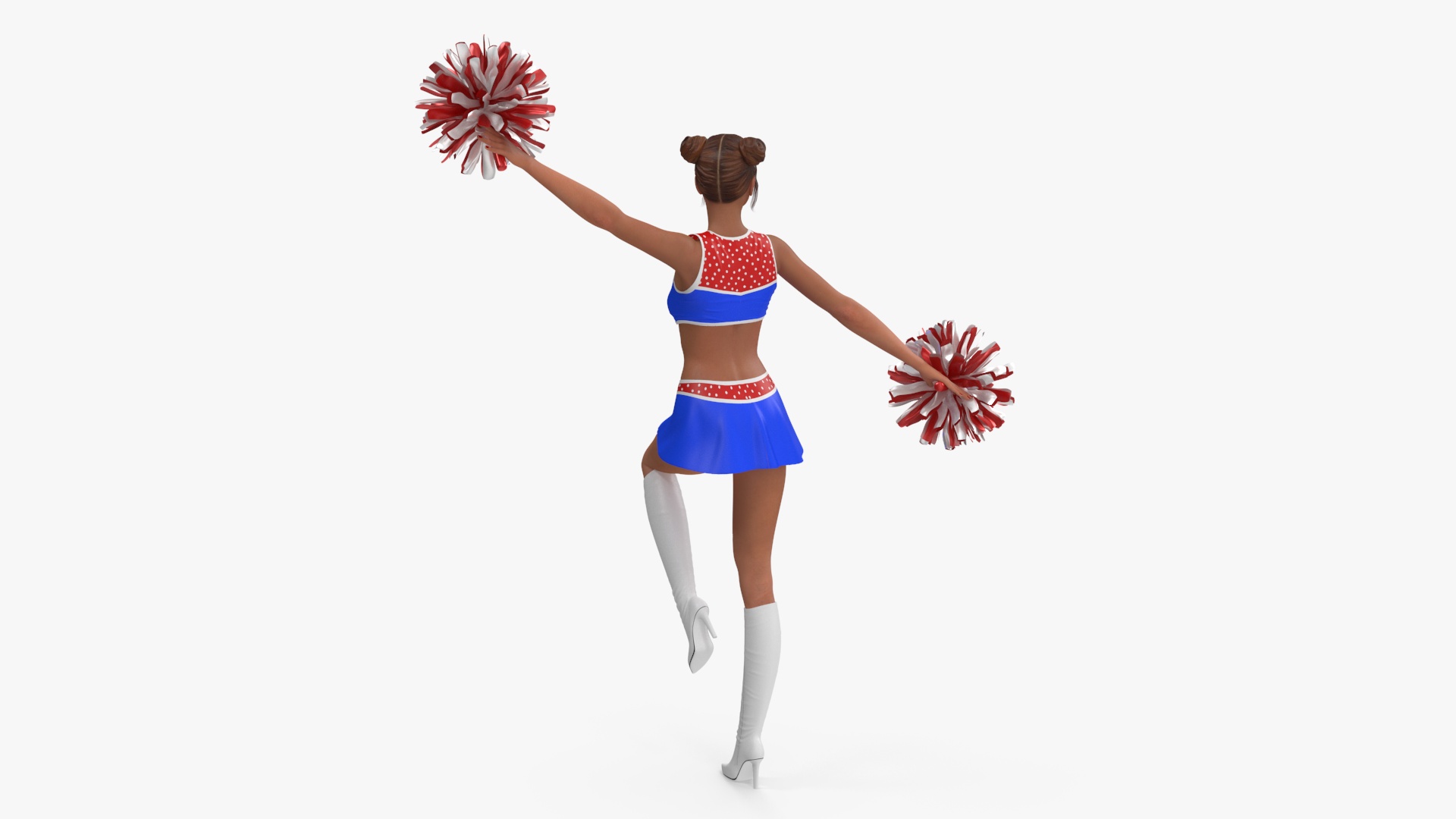 3D model European Woman Dancer with Pompoms Rigged for Cinema 4D
