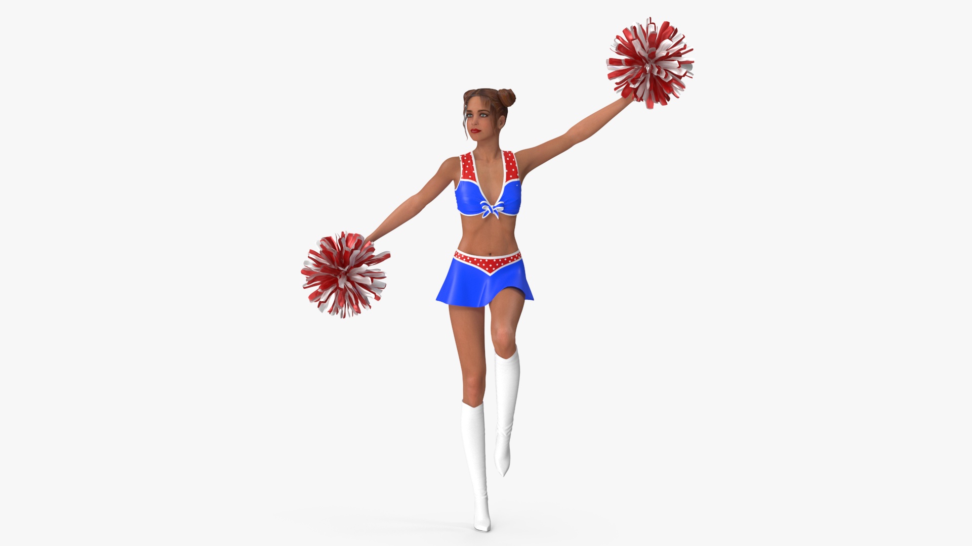 3D model European Woman Dancer with Pompoms Rigged for Cinema 4D