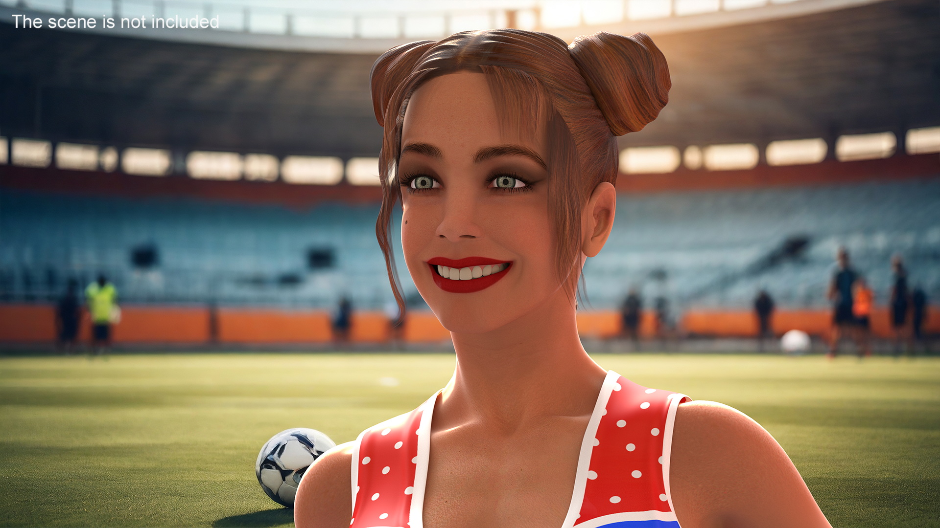 3D model European Woman Dancer with Pompoms Rigged for Cinema 4D