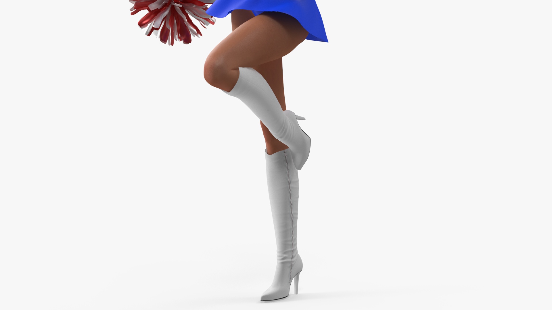 3D model European Woman Dancer with Pompoms Rigged for Cinema 4D
