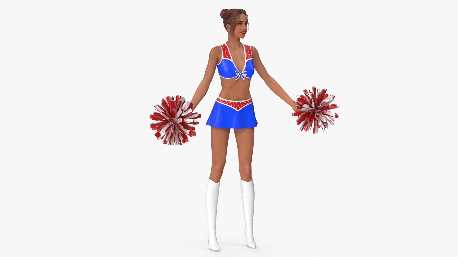3D model European Woman Dancer with Pompoms Rigged for Cinema 4D