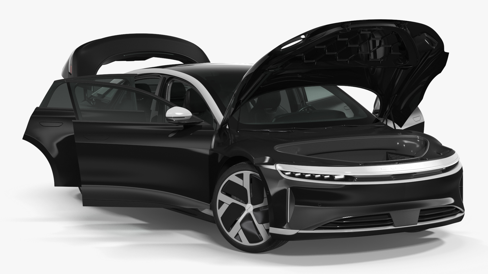 3D Lucid Air Electric Luxury Sedan Black Rigged for Cinema 4D model