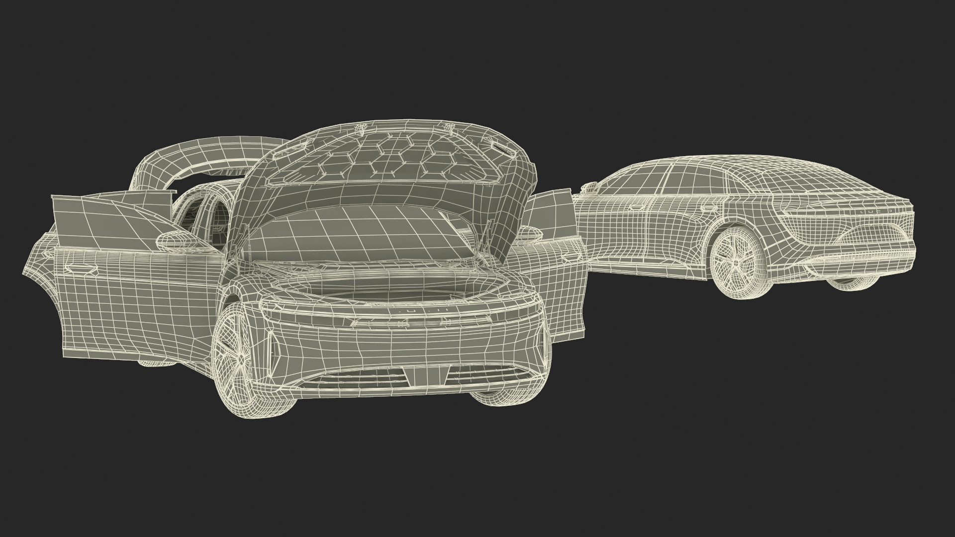 3D Lucid Air Electric Luxury Sedan Black Rigged for Cinema 4D model