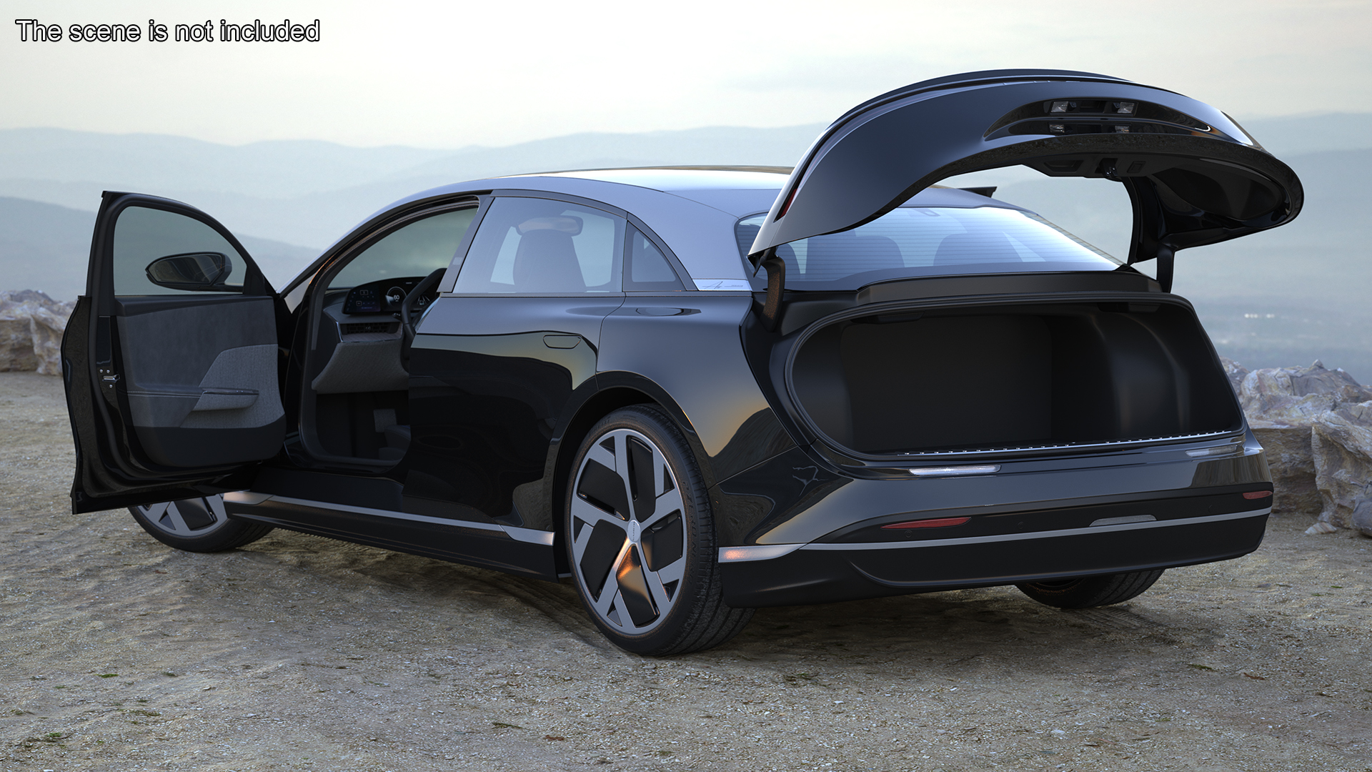 3D Lucid Air Electric Luxury Sedan Black Rigged for Cinema 4D model
