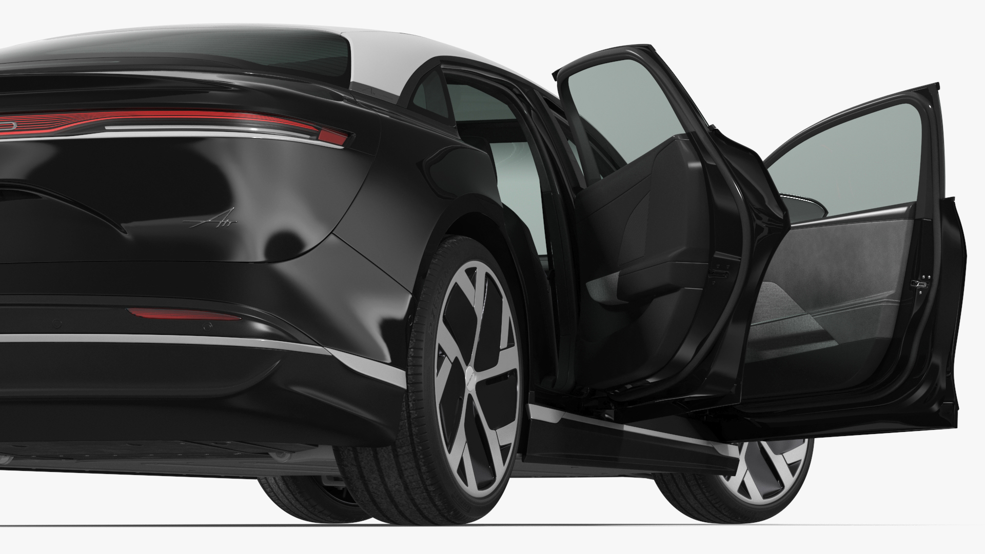3D Lucid Air Electric Luxury Sedan Black Rigged for Cinema 4D model