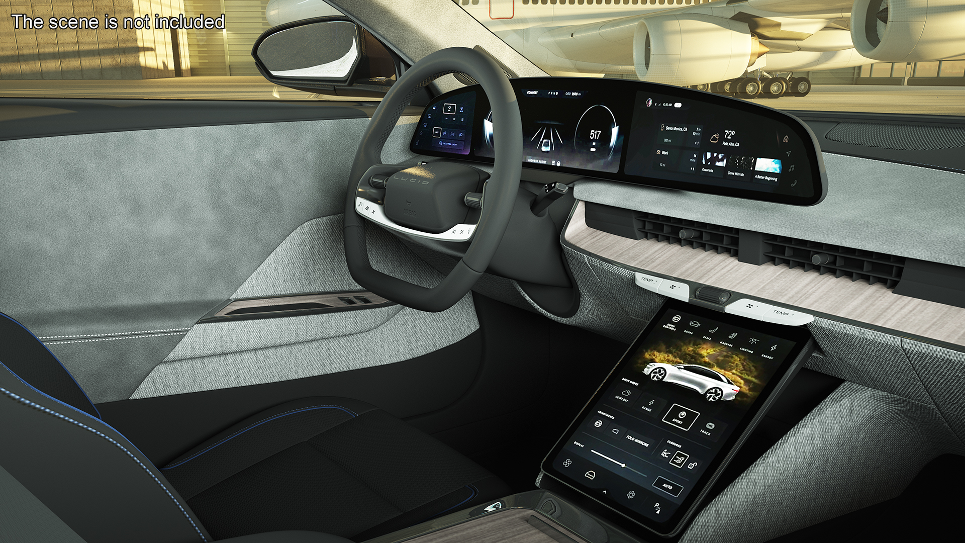 3D Lucid Air Electric Luxury Sedan Black Rigged for Cinema 4D model
