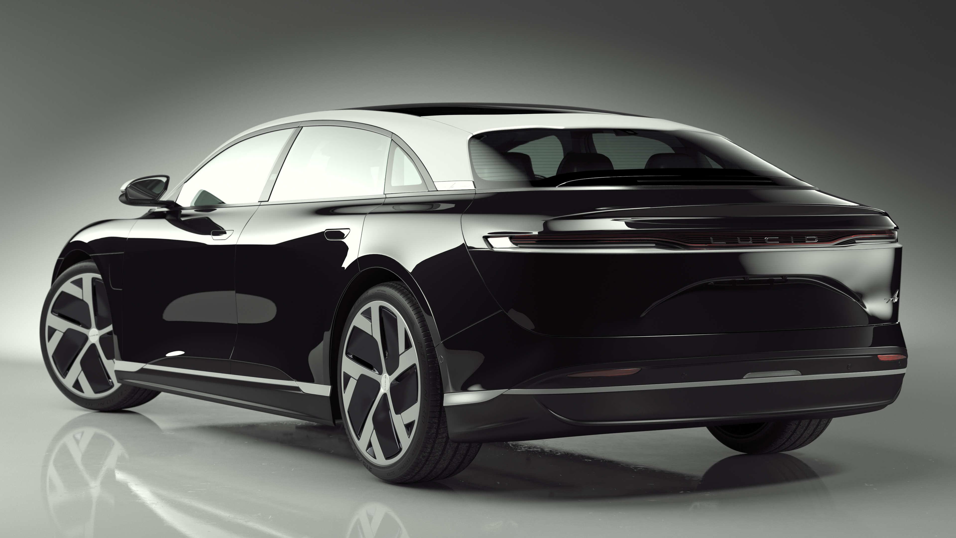 3D Lucid Air Electric Luxury Sedan Black Rigged for Cinema 4D model