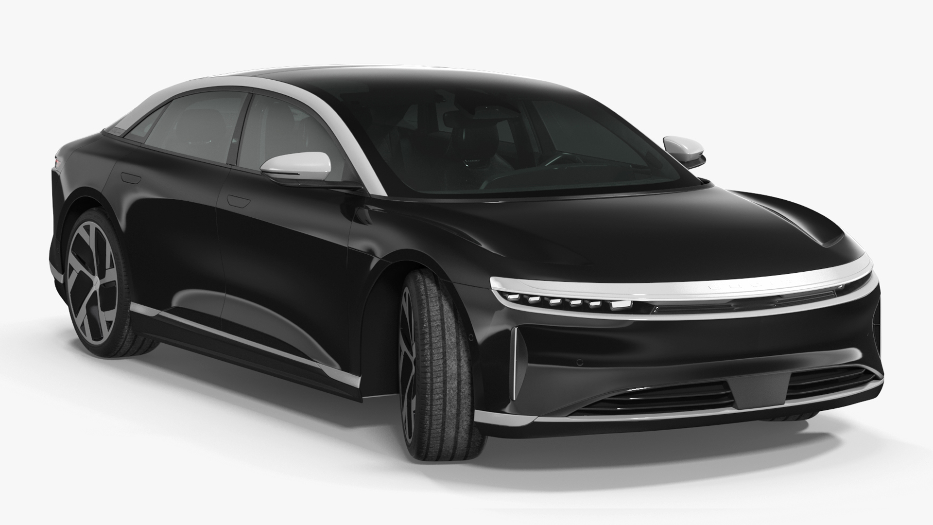 3D Lucid Air Electric Luxury Sedan Black Rigged for Cinema 4D model