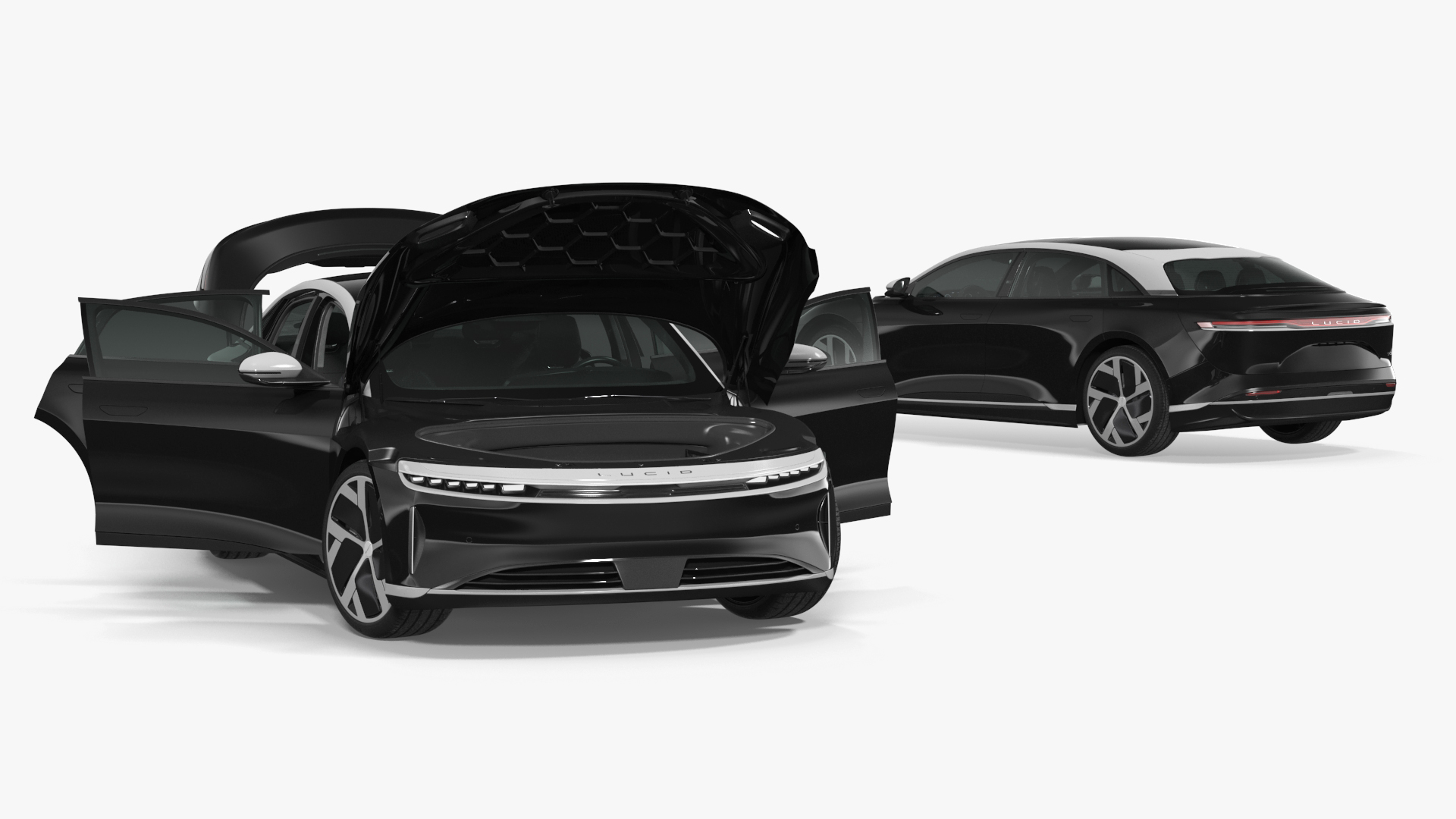 3D Lucid Air Electric Luxury Sedan Black Rigged for Cinema 4D model