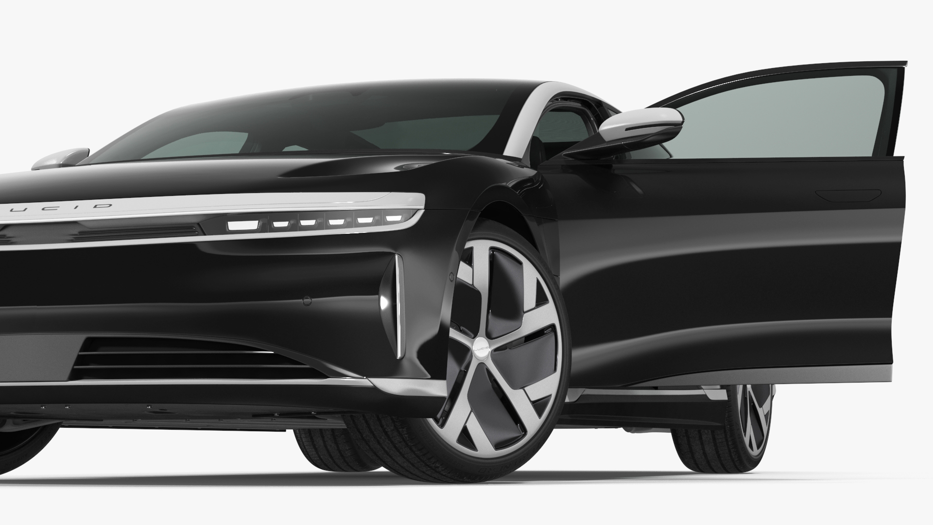 3D Lucid Air Electric Luxury Sedan Black Rigged for Cinema 4D model